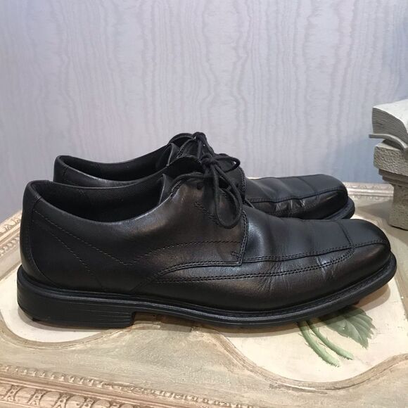 Clarks Black Leather Newman Bicycle Toe Oxfords Sz 11 - Picture 2 of 15